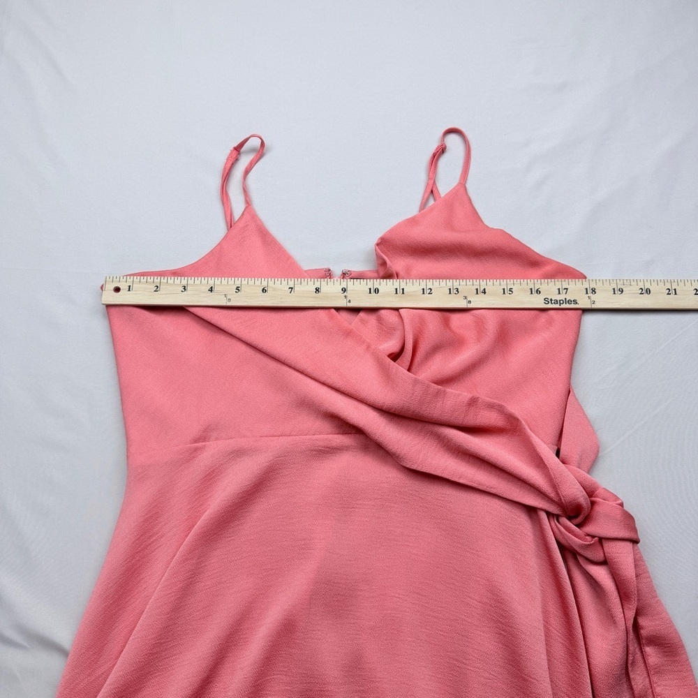 Express Coral Pink Wrap Mini Dress with Tie - Picture 5 of 8